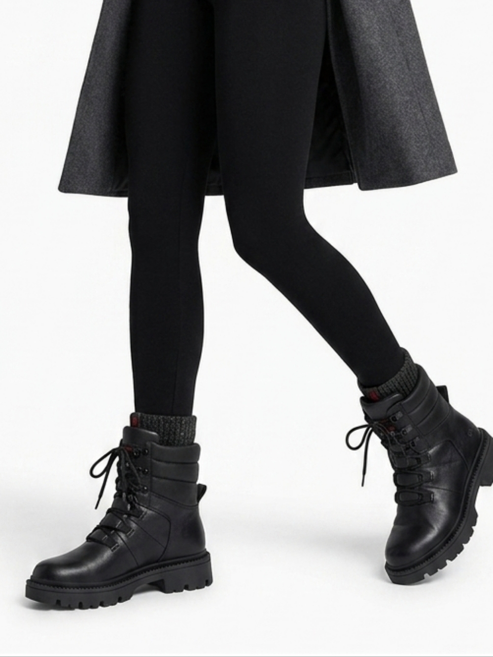 OZARK TRAIL Woman's Snow Waterproof Leather Combat Boots In Black